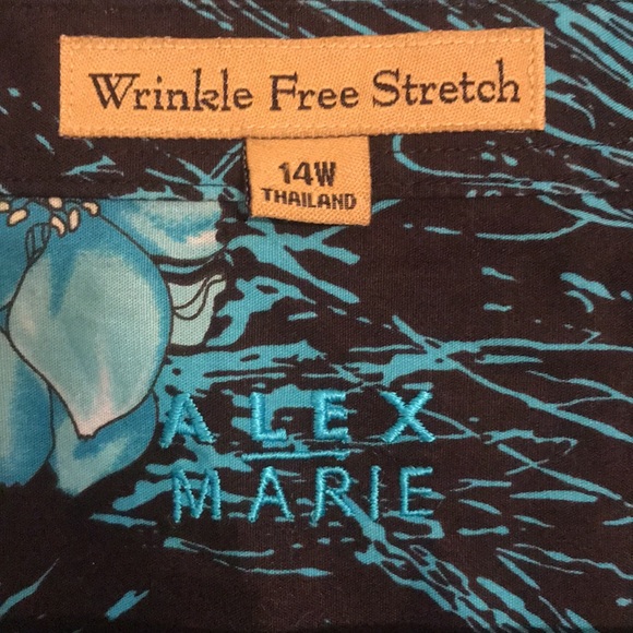 Blue Floral Long Sleeve Button Up Blouse - Picture 5 of 5